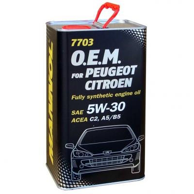 синтетическое моторное масло 5w30 4л метал  Peugeot Citroën mannol